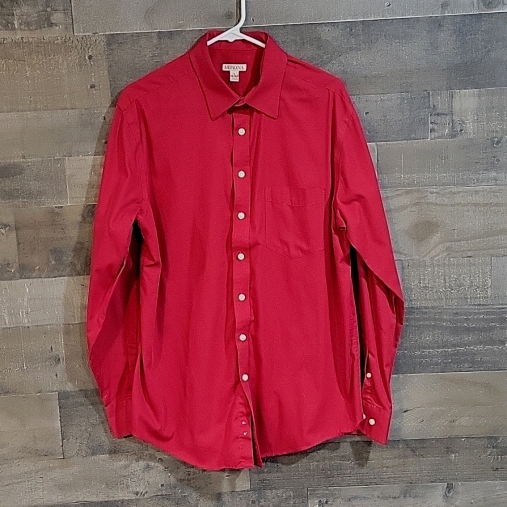 Merona Men's Burgundy Button Up Dress Shirt - XL - 16-16 1/2 Neck